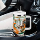 Personalized Ivory Coast Football Tumbler With Handle Les Elephants Swirl Pattern Heritage Mascot Art