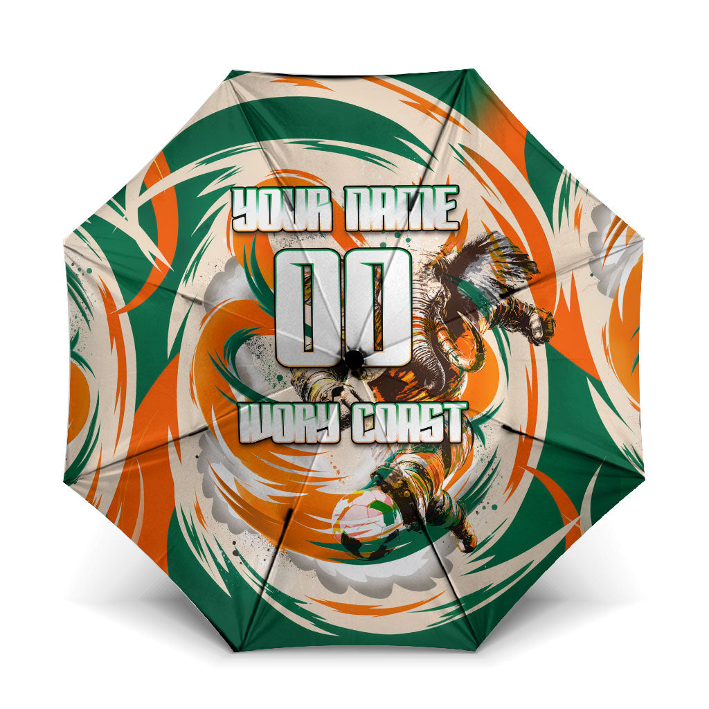 Personalized Ivory Coast Football Umbrella Les Elephants Swirl Pattern Heritage Mascot Art