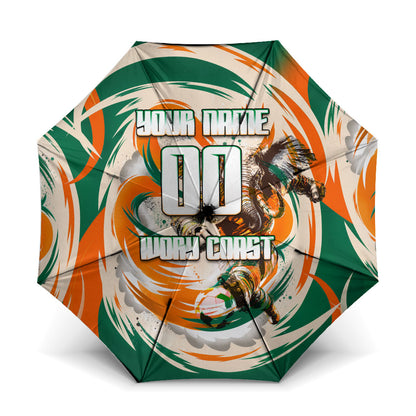 Personalized Ivory Coast Football Umbrella Les Elephants Swirl Pattern Heritage Mascot Art