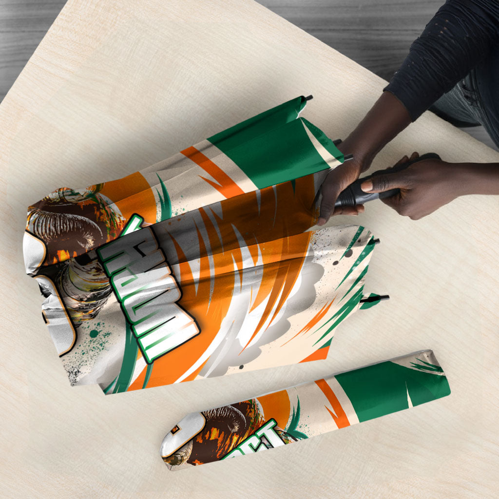 Personalized Ivory Coast Football Umbrella Les Elephants Swirl Pattern Heritage Mascot Art