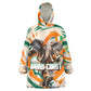 Personalized Ivory Coast Football Wearable Blanket Hoodie Les Elephants Swirl Pattern Heritage Mascot Art