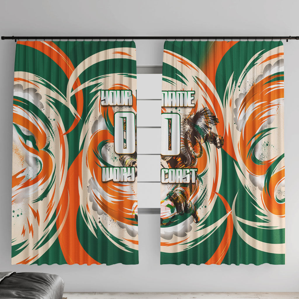 Personalized Ivory Coast Football Window Curtain Les Elephants Swirl Pattern Heritage Mascot Art