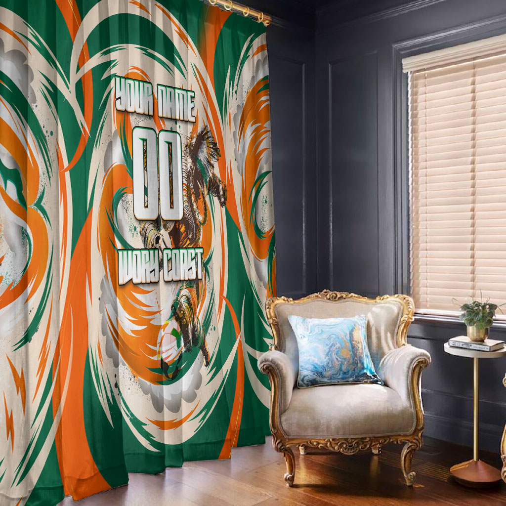 Personalized Ivory Coast Football Window Curtain Les Elephants Swirl Pattern Heritage Mascot Art