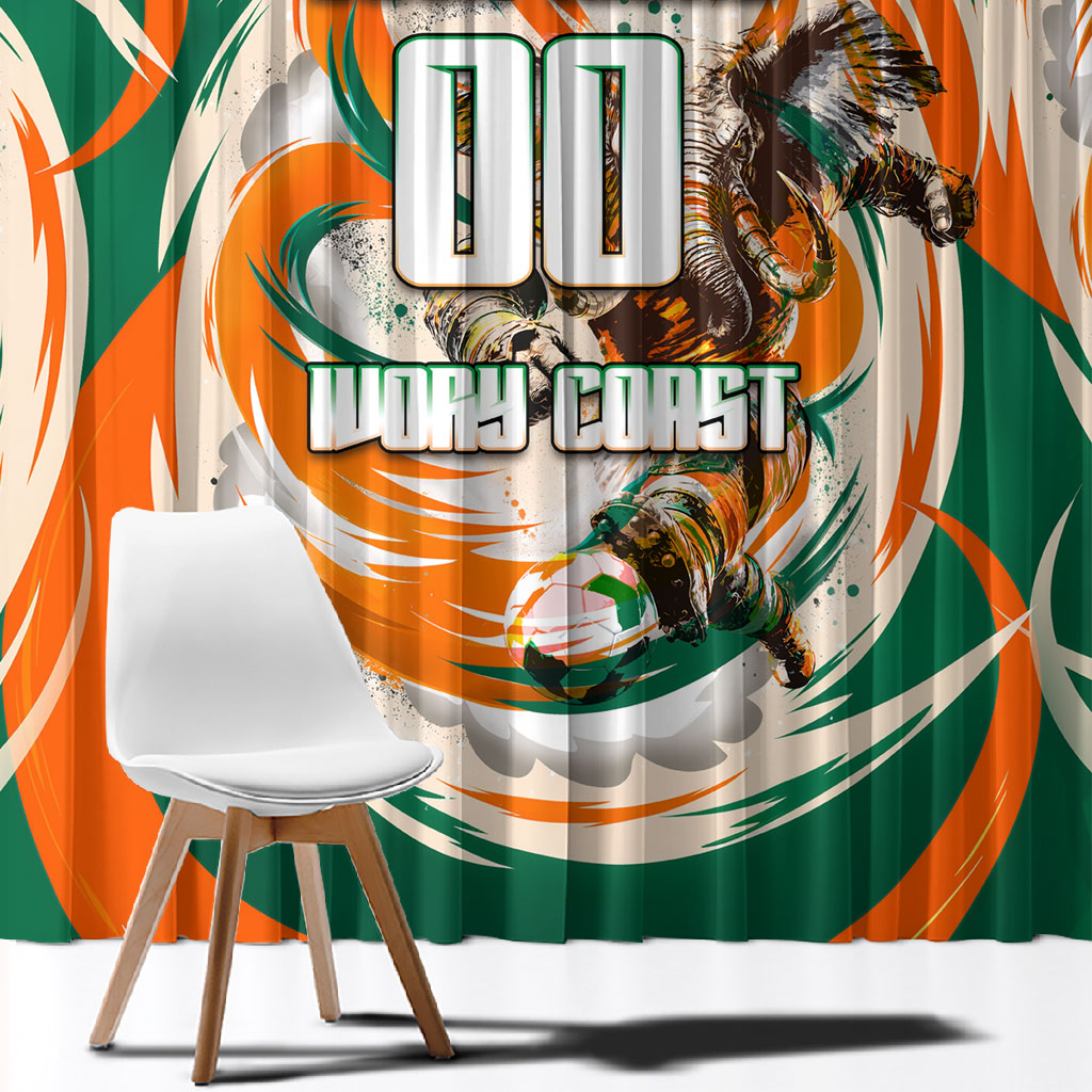 Personalized Ivory Coast Football Window Curtain Les Elephants Swirl Pattern Heritage Mascot Art