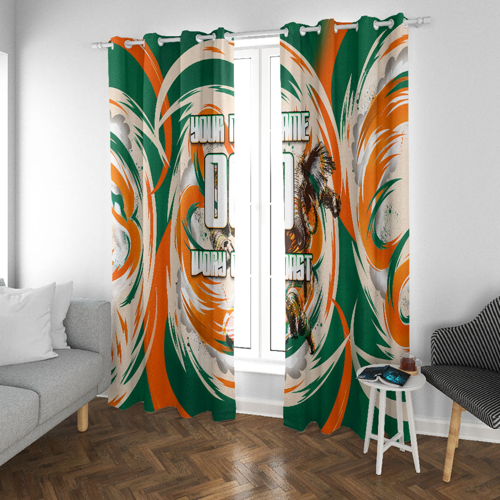 Personalized Ivory Coast Football Window Curtain Les Elephants Swirl Pattern Heritage Mascot Art