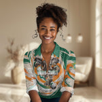 Personalized Ivory Coast Football Women Casual Shirt Les Elephants Swirl Pattern Heritage Mascot Art