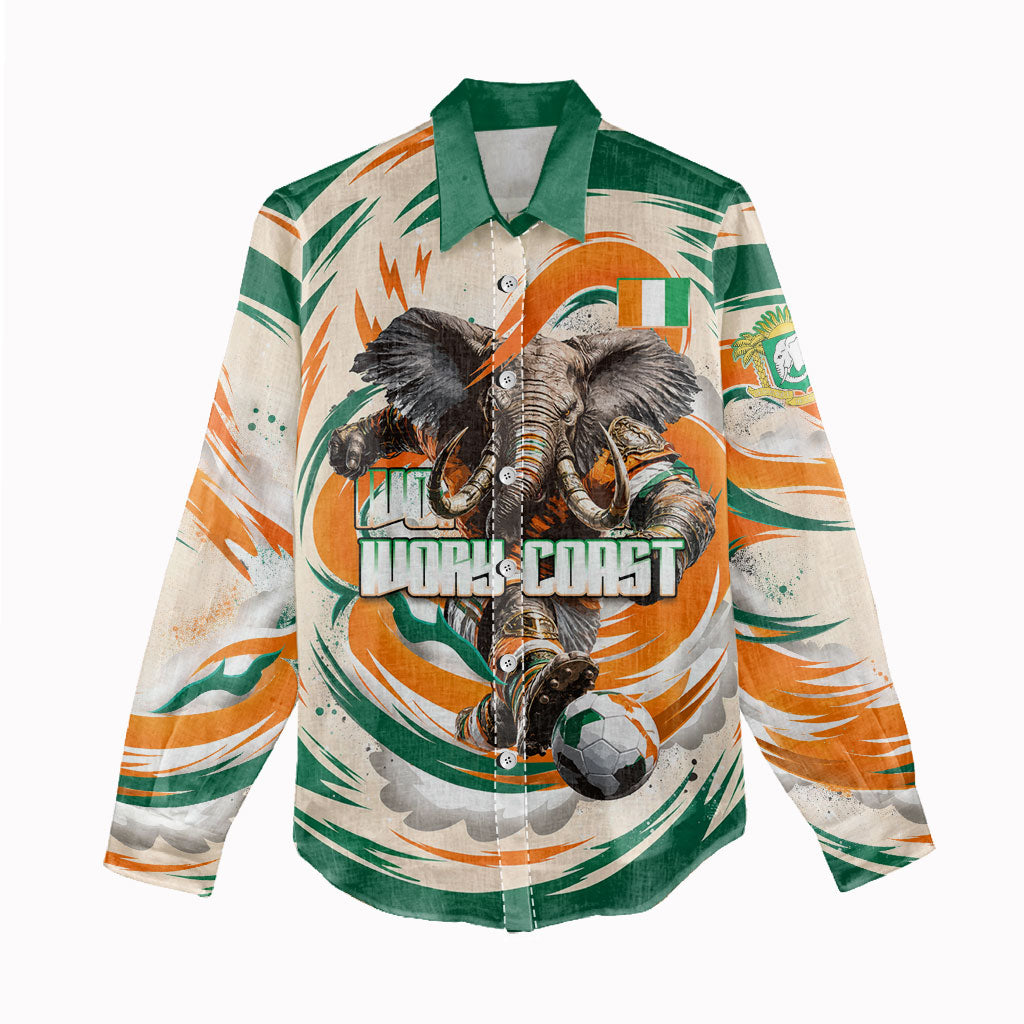 Personalized Ivory Coast Football Women Casual Shirt Les Elephants Swirl Pattern Heritage Mascot Art