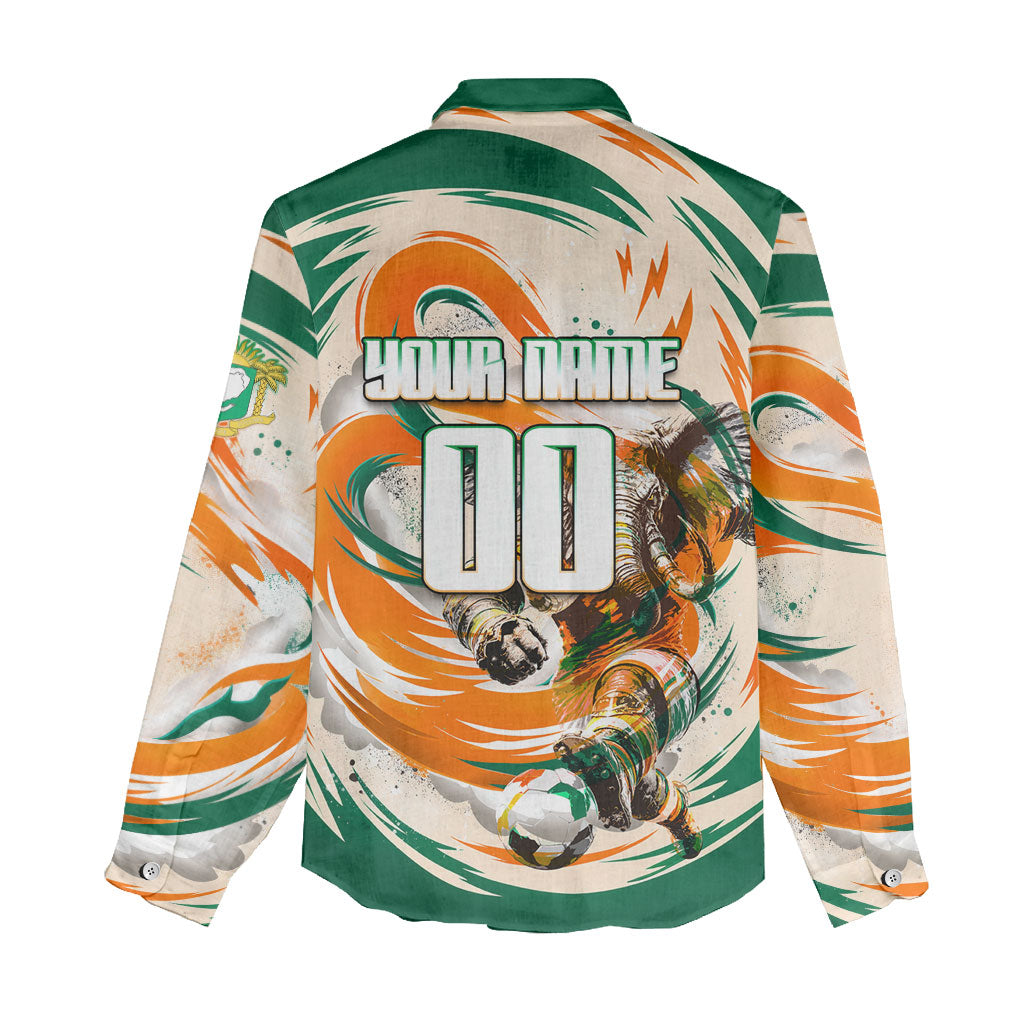 Personalized Ivory Coast Football Women Casual Shirt Les Elephants Swirl Pattern Heritage Mascot Art