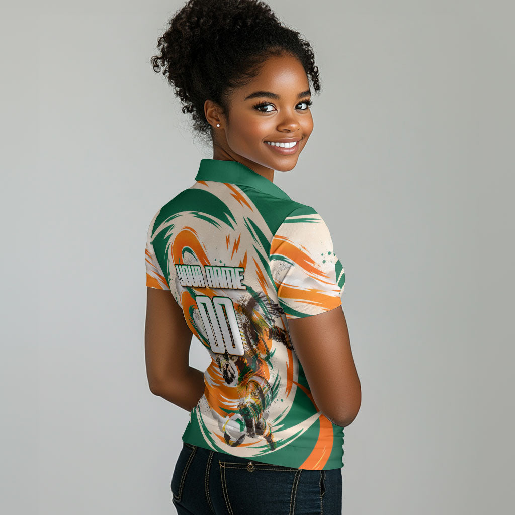 Personalized Ivory Coast Football Women Polo Shirt Les Elephants Swirl Pattern Heritage Mascot Art