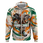 Personalized Ivory Coast Football Zip Hoodie Les Elephants Swirl Pattern Heritage Mascot Art