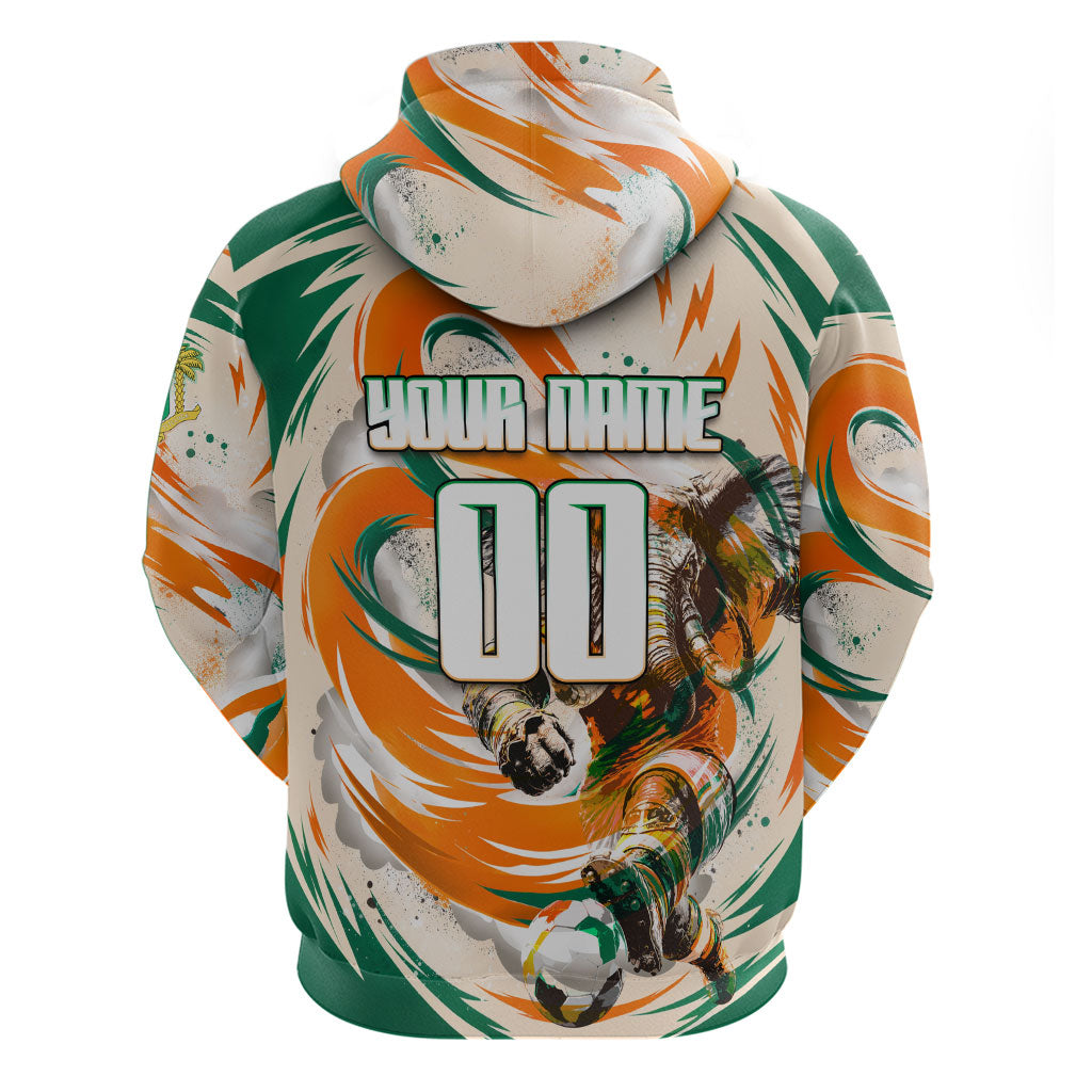 Personalized Ivory Coast Football Zip Hoodie Les Elephants Swirl Pattern Heritage Mascot Art
