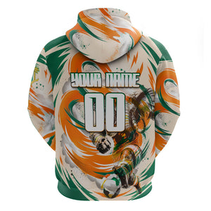 Personalized Ivory Coast Football Zip Hoodie Les Elephants Swirl Pattern Heritage Mascot Art