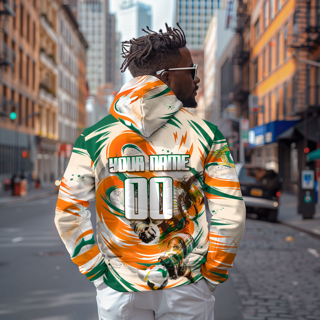 Personalized Ivory Coast Football Zip Hoodie Les Elephants Swirl Pattern Heritage Mascot Art