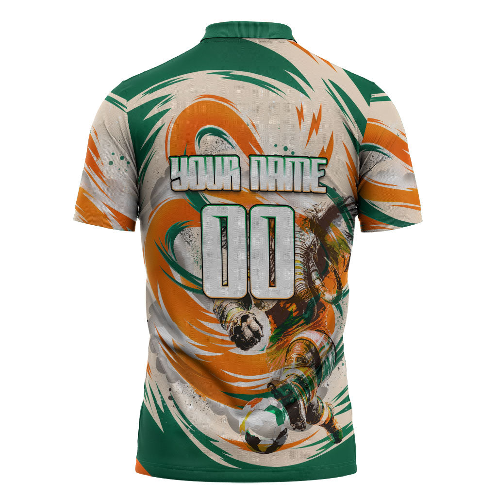 Personalized Ivory Coast Football Zipper Polo Shirt Les Elephants Swirl Pattern Heritage Mascot Art