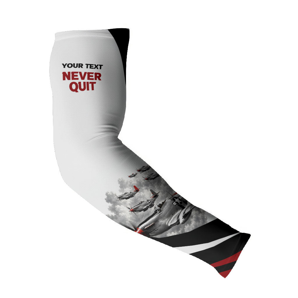 Personalized Tuskegee Airmen Arm Sleeves Red Tails P-51 Mustang WWII Aviation Never Quit