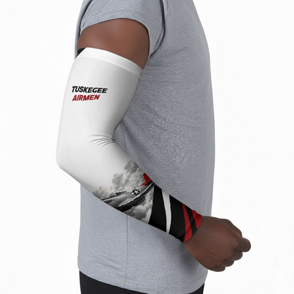 Personalized Tuskegee Airmen Arm Sleeves Red Tails P-51 Mustang WWII Aviation Never Quit