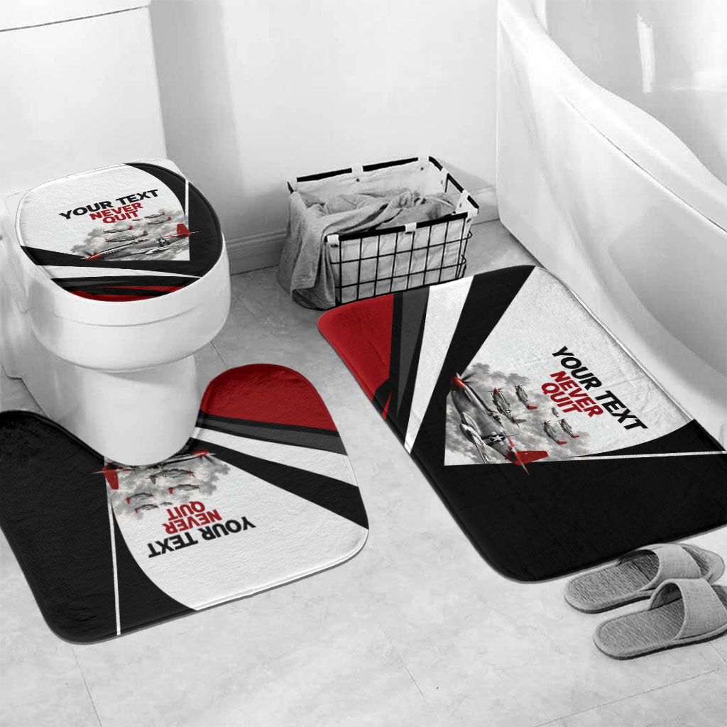 Personalized Tuskegee Airmen Bathroom Set Red Tails P-51 Mustang WWII Aviation Never Quit