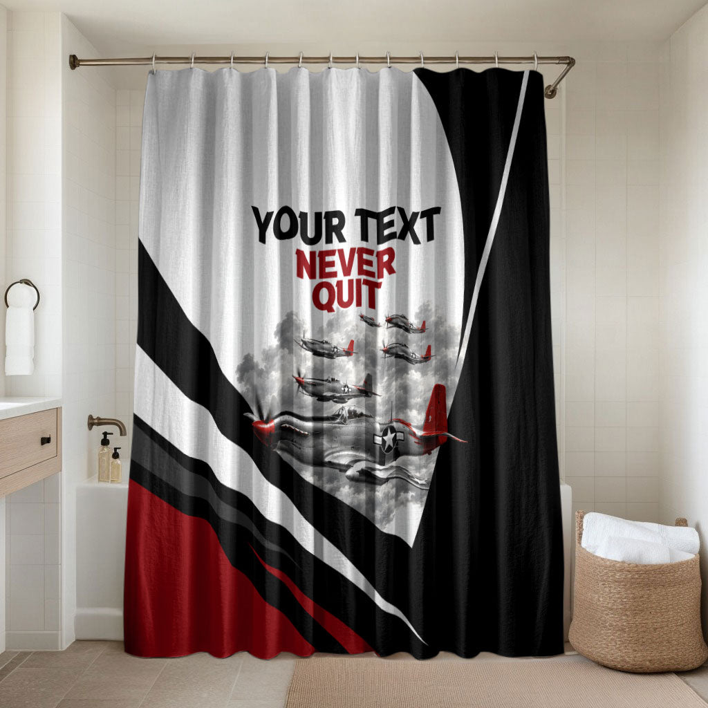 Personalized Tuskegee Airmen Bathroom Set Red Tails P-51 Mustang WWII Aviation Never Quit