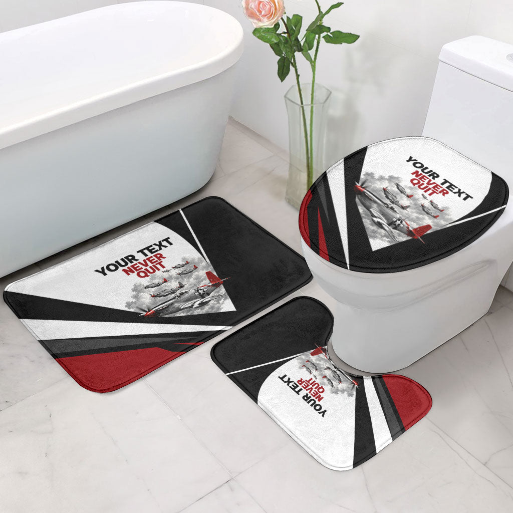 Personalized Tuskegee Airmen Bathroom Set Red Tails P-51 Mustang WWII Aviation Never Quit