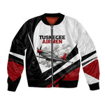 Personalized Tuskegee Airmen Bomber Jacket Red Tails P-51 Mustang WWII Aviation Never Quit