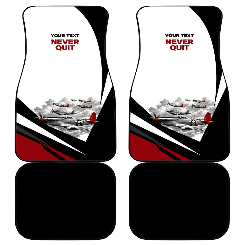 Personalized Tuskegee Airmen Car Mats Red Tails P-51 Mustang WWII Aviation Never Quit