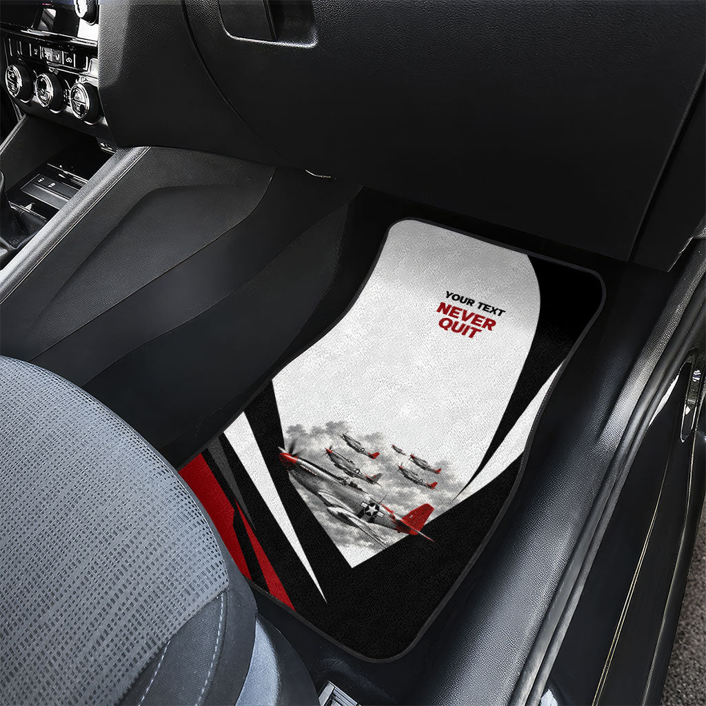 Personalized Tuskegee Airmen Car Mats Red Tails P-51 Mustang WWII Aviation Never Quit