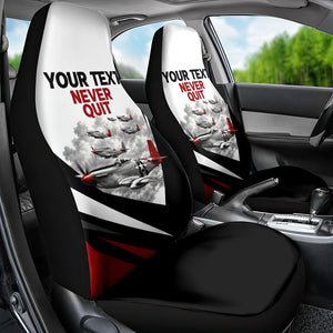 Personalized Tuskegee Airmen Car Seat Cover Red Tails P-51 Mustang WWII Aviation Never Quit