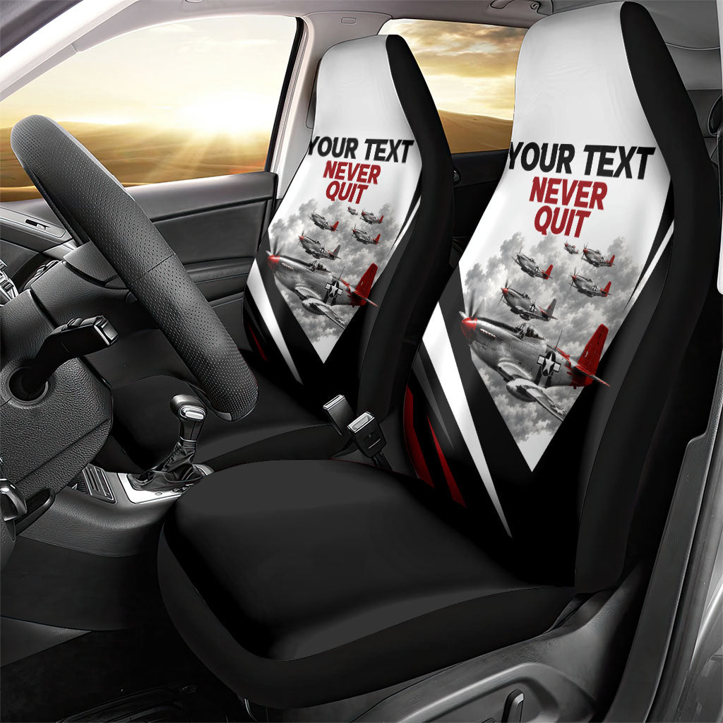 Personalized Tuskegee Airmen Car Seat Cover Red Tails P-51 Mustang WWII Aviation Never Quit