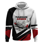 Personalized Tuskegee Airmen Hoodie Red Tails P-51 Mustang WWII Aviation Never Quit