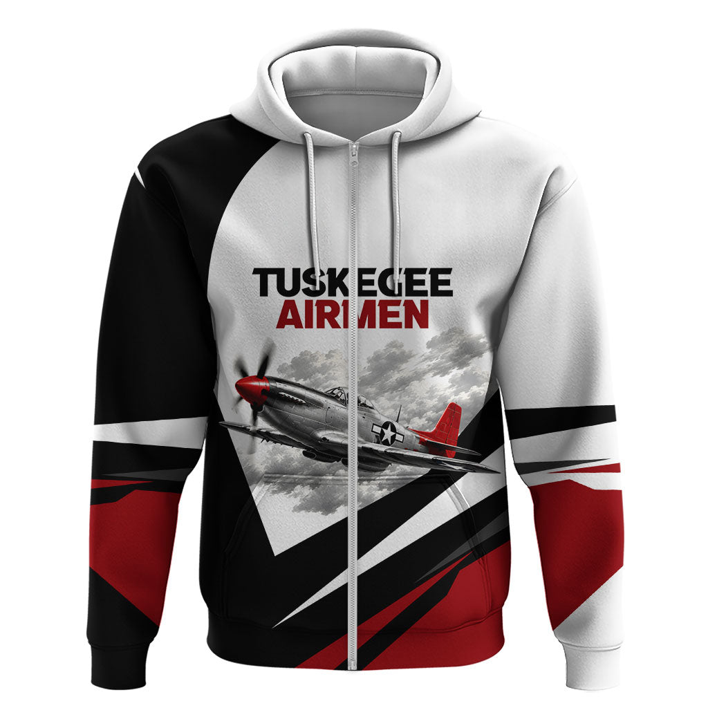 Personalized Tuskegee Airmen Hoodie Red Tails P-51 Mustang WWII Aviation Never Quit