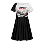 Personalized Tuskegee Airmen Kid Short Sleeve Dress Red Tails P-51 Mustang WWII Aviation Never Quit