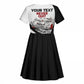 Personalized Tuskegee Airmen Kid Short Sleeve Dress Red Tails P-51 Mustang WWII Aviation Never Quit
