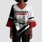 Personalized Tuskegee Airmen Kimono Sleeve Blouse Red Tails P-51 Mustang WWII Aviation Never Quit