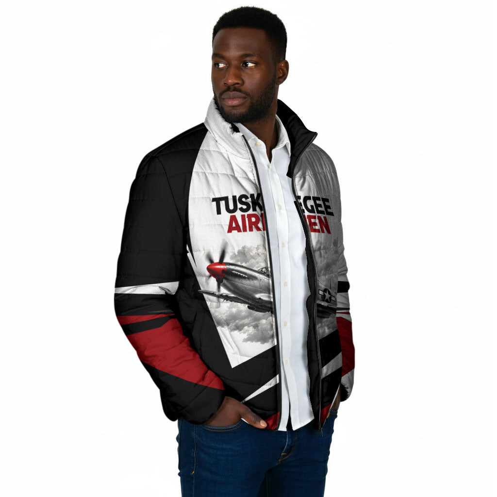 Personalized Tuskegee Airmen Padded Jacket Red Tails P-51 Mustang WWII Aviation Never Quit
