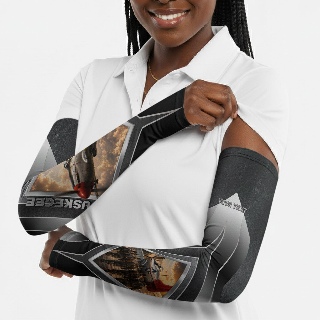 Personalized Tuskegee Airmen Arm Sleeves Vintage WWII Aviation History Graphic Art