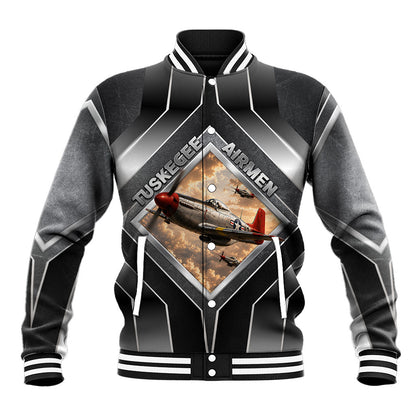 Personalized Tuskegee Airmen Baseball Jacket Vintage WWII Aviation History Graphic Art