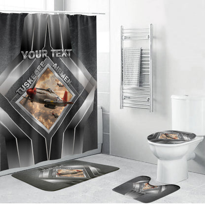 Personalized Tuskegee Airmen Bathroom Set Vintage WWII Aviation History Graphic Art
