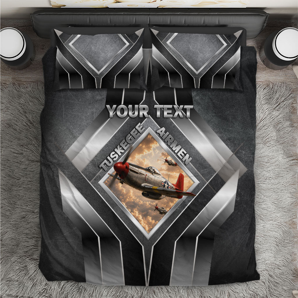 Personalized Tuskegee Airmen Bedding Set Vintage WWII Aviation History Graphic Art