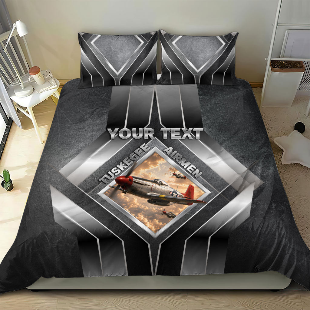 Personalized Tuskegee Airmen Bedding Set Vintage WWII Aviation History Graphic Art