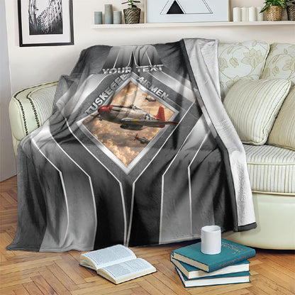 Personalized Tuskegee Airmen Blanket Vintage WWII Aviation History Graphic Art