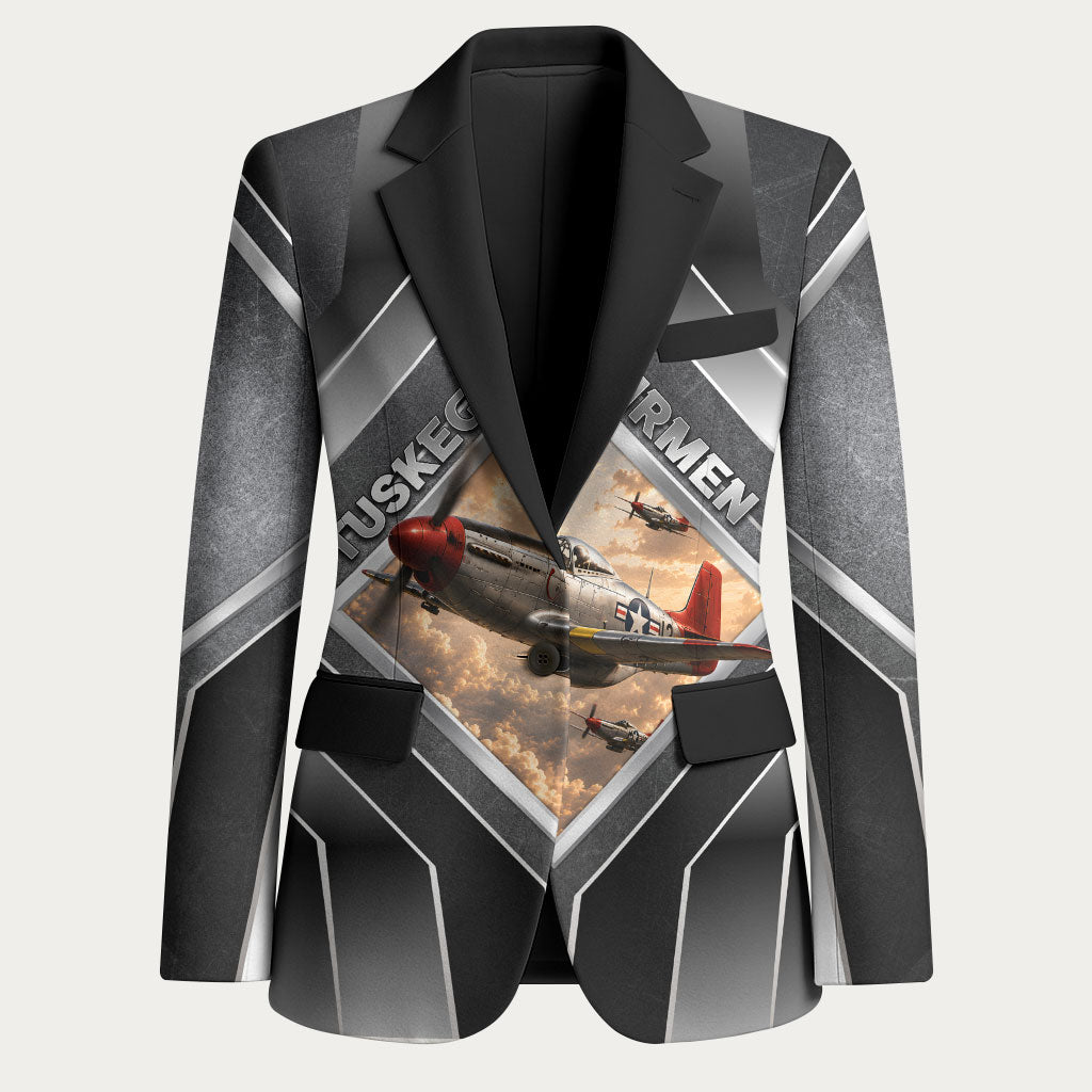 Personalized Tuskegee Airmen Blazer Vintage WWII Aviation History Graphic Art