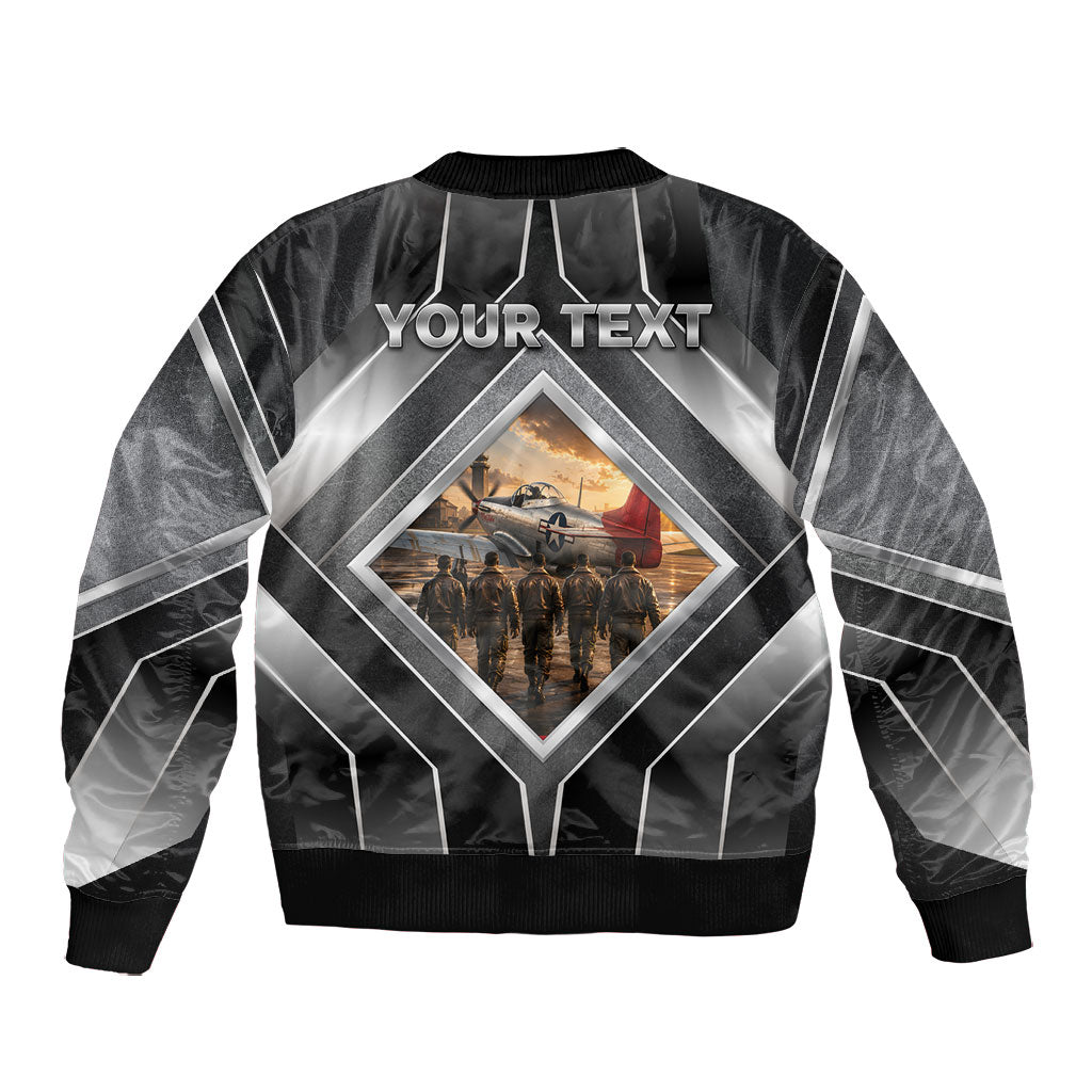 Personalized Tuskegee Airmen Bomber Jacket Vintage WWII Aviation History Graphic Art