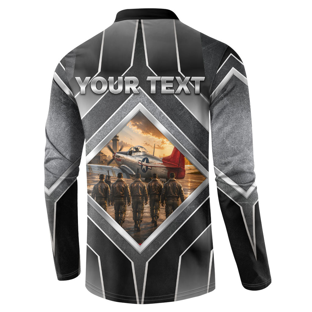 Personalized Tuskegee Airmen Button Sweatshirt Vintage WWII Aviation History Graphic Art