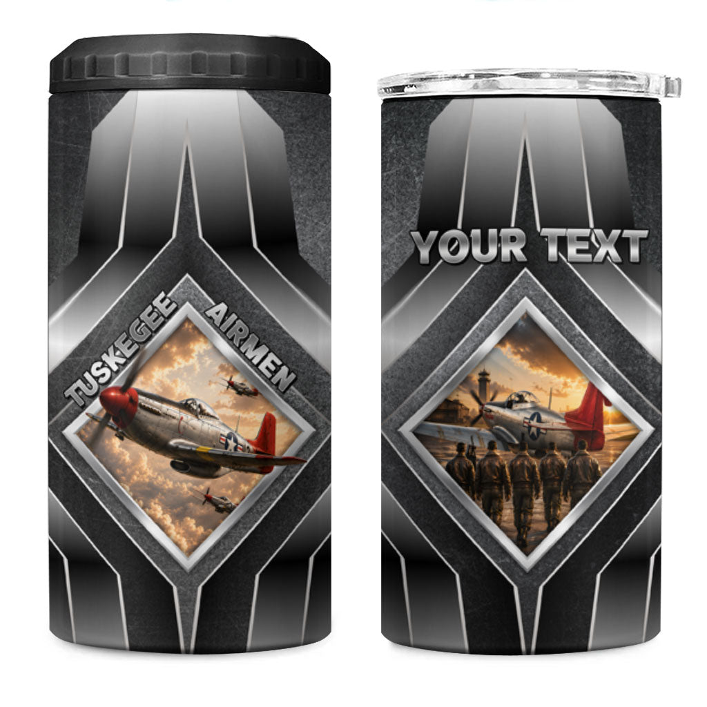 Personalized Tuskegee Airmen 4 in 1 Can Cooler Tumbler Vintage WWII Aviation History Graphic Art