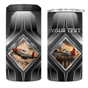 Personalized Tuskegee Airmen 4 in 1 Can Cooler Tumbler Vintage WWII Aviation History Graphic Art