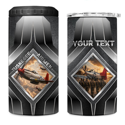 Personalized Tuskegee Airmen 4 in 1 Can Cooler Tumbler Vintage WWII Aviation History Graphic Art