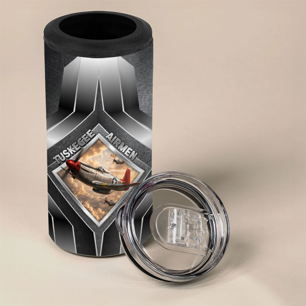 Personalized Tuskegee Airmen 4 in 1 Can Cooler Tumbler Vintage WWII Aviation History Graphic Art