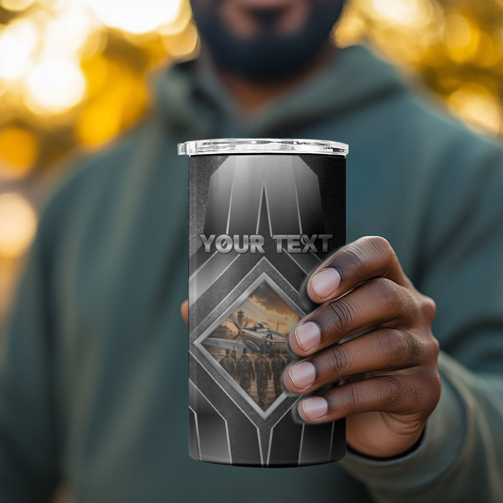 Personalized Tuskegee Airmen 4 in 1 Can Cooler Tumbler Vintage WWII Aviation History Graphic Art