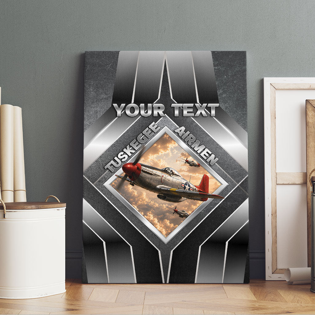 Personalized Tuskegee Airmen Canvas Wall Art Vintage WWII Aviation History Graphic Art