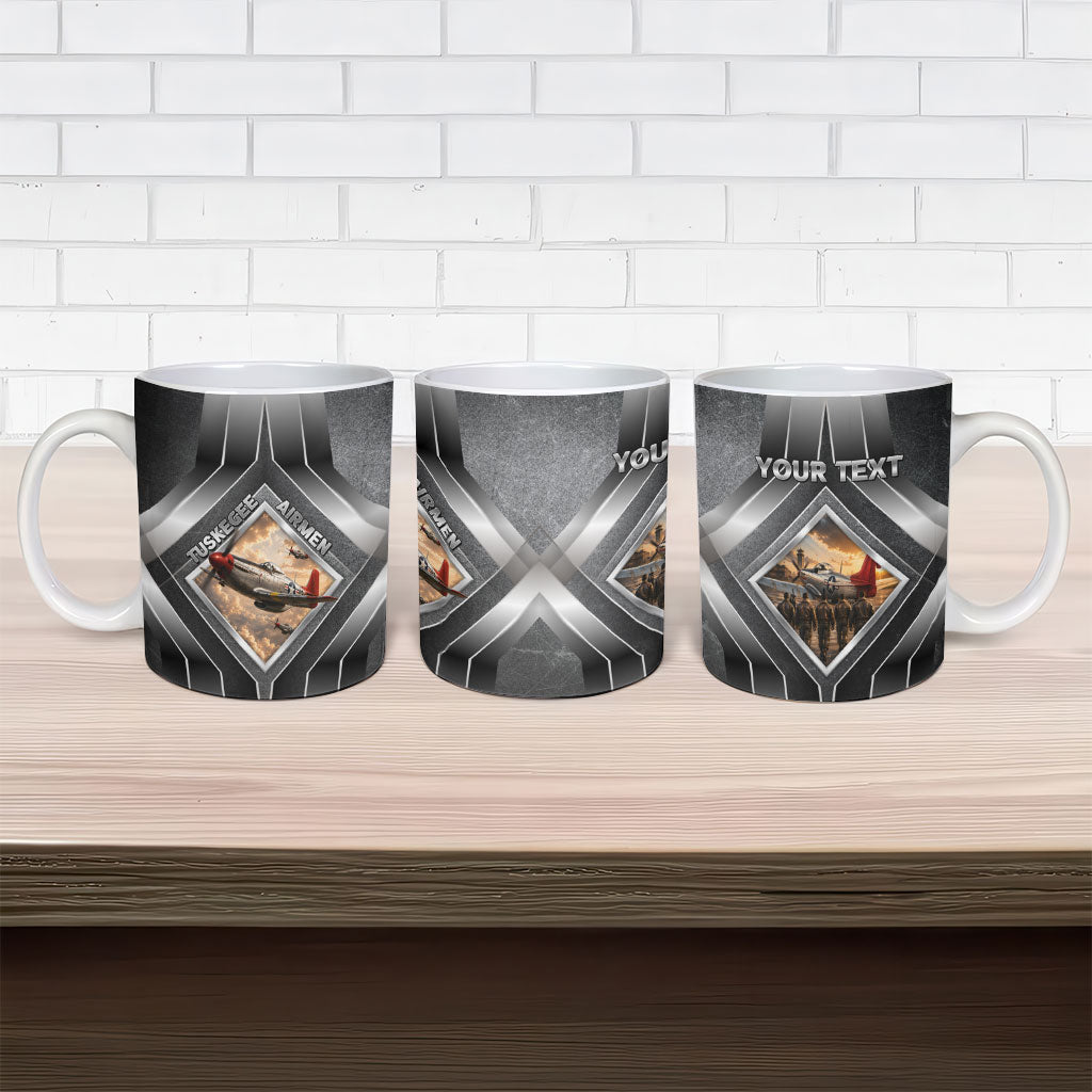 Personalized Tuskegee Airmen Ceramic Mug Vintage WWII Aviation History Graphic Art